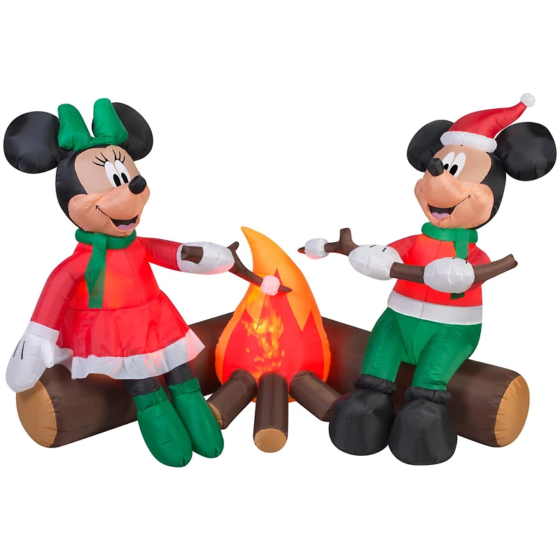 4ft. Airblown® Inflatable Christmas Disney Mickey & Minnie Mouse Roasting Marshmallows Scene 
