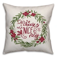 Designs Direct Our Cheeks are Nice & Rosy Wreath 18x18 Throw Pillow