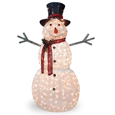 60" Crystal Snowman Decoration, Warm White LED Lights