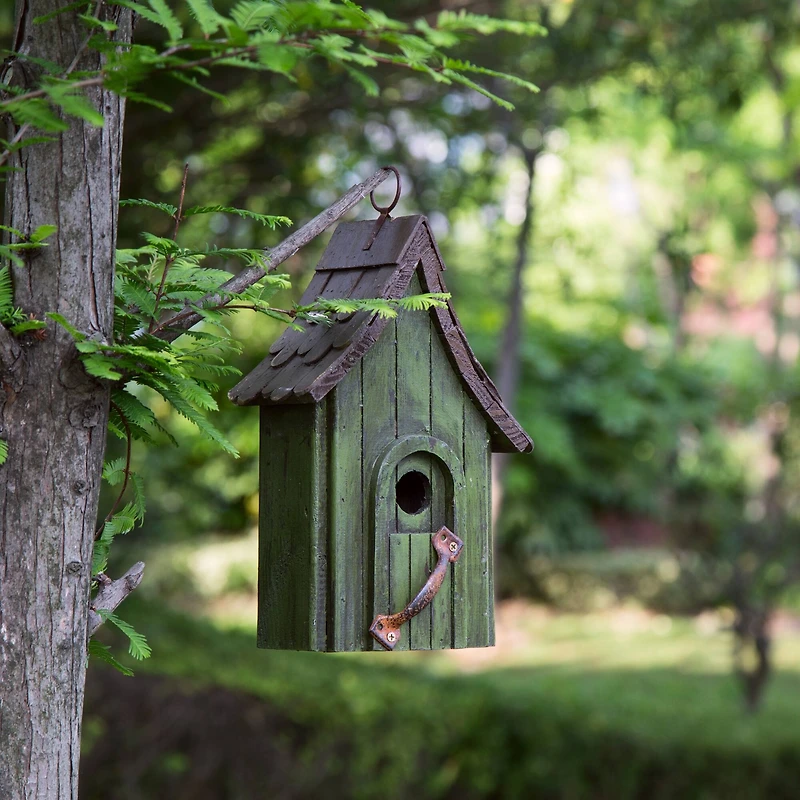 Glitzhome® 11.61" Distressed Wooden Birdhouse