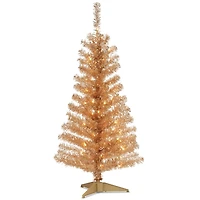 4ft. Pre-Lit Champagne Tinsel Artificial Christmas Tree, Clear Lights