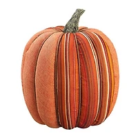 Orange & Striped Burlap Tabletop Autumn Pumpkin