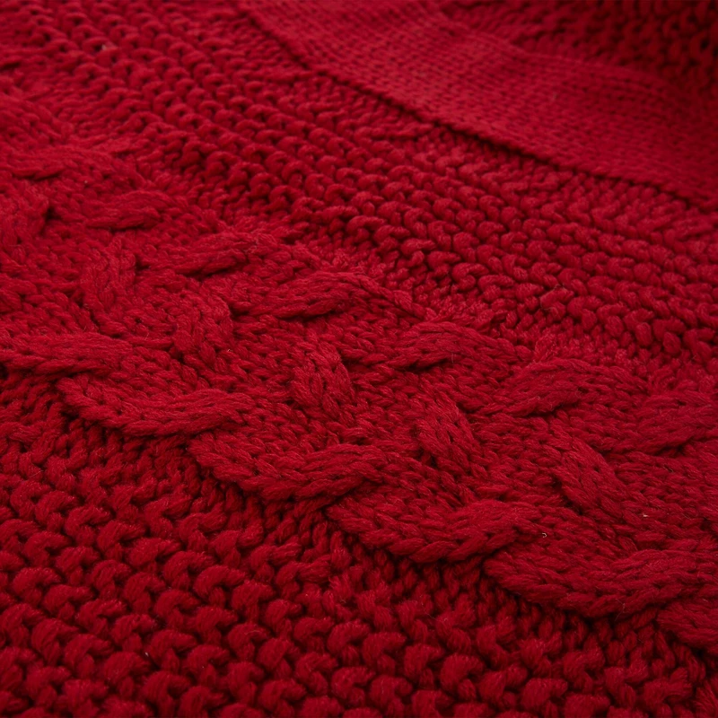 Glitzhome® 52" Red Knited Acrylic Christmas Tree Skirt