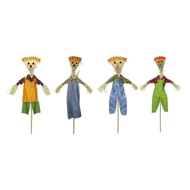 6ft. Broom Head Scarecrow Autumn Halloween Decorations, 12 Pack