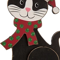Glitzhome® Wooden & Metal Cat Christmas Stocking Holder