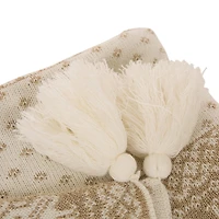 Glitzhome® White Knited Acrylic Throw Blanket with Tassels