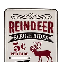 Glitzhome® Reindeer Sleigh Rides Farmhouse Metal Enamel Sign