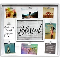 9 Opening 19.5" x 21.5" White Rustic Collage Frame with Clips by Studio Décor®