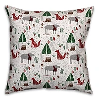 Christmas Woodland Creatures Throw Pillow