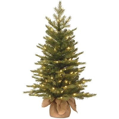 3ft. Pre-Lit Feel Real® Nordic Spruce Artificial Christmas Tree in Burlap Base, Clear Lights