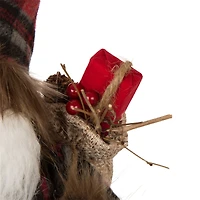 Glitzhome® 12" Standing Plaid Santa Figurine Table Top Decoration