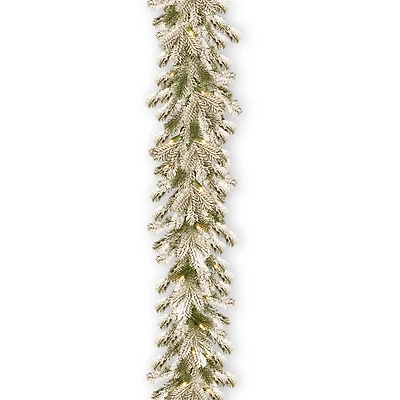 9ft. Pre-lit Feel Real® Snowy Sheffield Spruce Artificial Christmas Garland with 70 Clear Lights