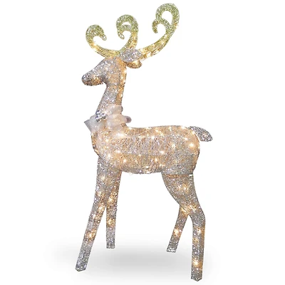 60" Crystal Standing Reindeer Decoration, Clear Mini Incandescent Lights