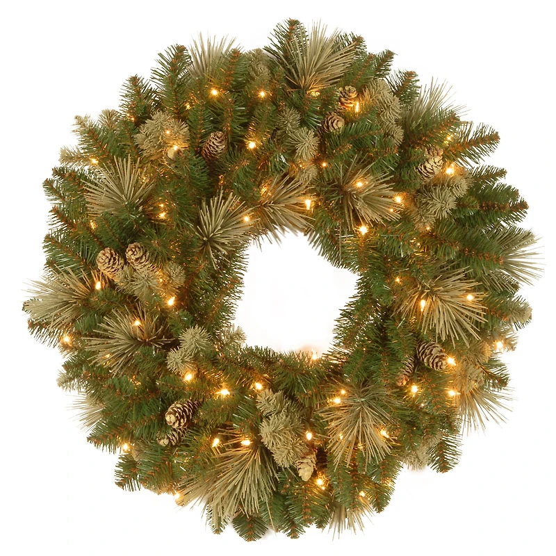 24" Carolina Pine Wreath with Warm White LED Lights