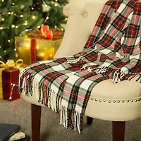 Glitzhome® Red Plaid Woven Throw