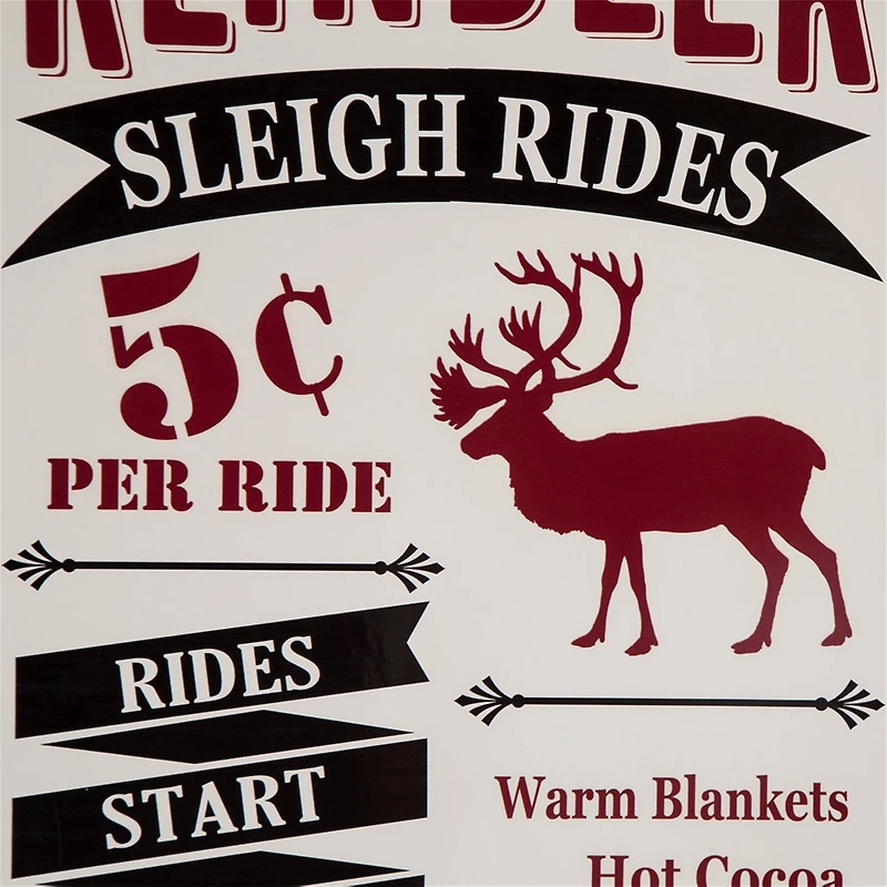 Glitzhome® Reindeer Sleigh Rides Farmhouse Metal Enamel Sign