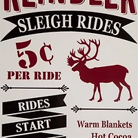 Glitzhome® Reindeer Sleigh Rides Farmhouse Metal Enamel Sign