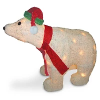 18.5" Flannel 3D Polar Bear, Clear Lights