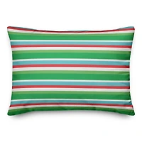 Happy Holidays Striped Trees Throw Pillow