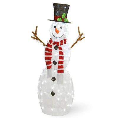 48" Fabric Snowman, White LED Lights
