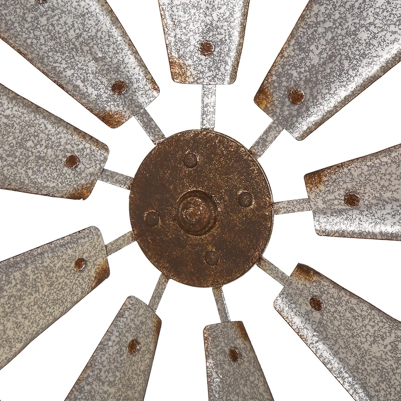 Glitzhome® 22" Farmhouse Metal Galvanized Wind Spinner Wall Décor