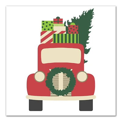 Vintage Christmas Truck Canvas Wall Art