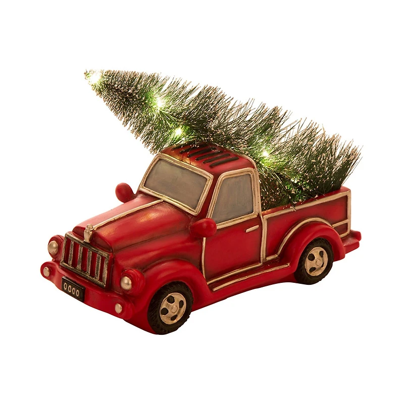 Glitzhome® LED Lighted Red Truck Christmas Table Décor