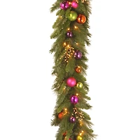 6'X16" Pre-lit Kaleidoscope Artificial Christmas Garland with 50 Warm White LED Battery Operated Lights