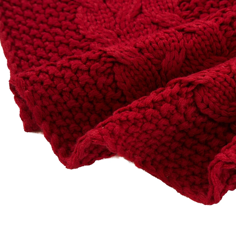 Glitzhome® 52" Red Knited Acrylic Christmas Tree Skirt
