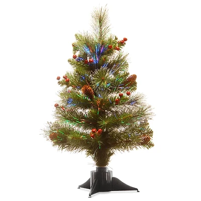 2ft. Fiber Optic Color Changing Ice Crestwood Artificial Christmas Tree with Silver Bristle