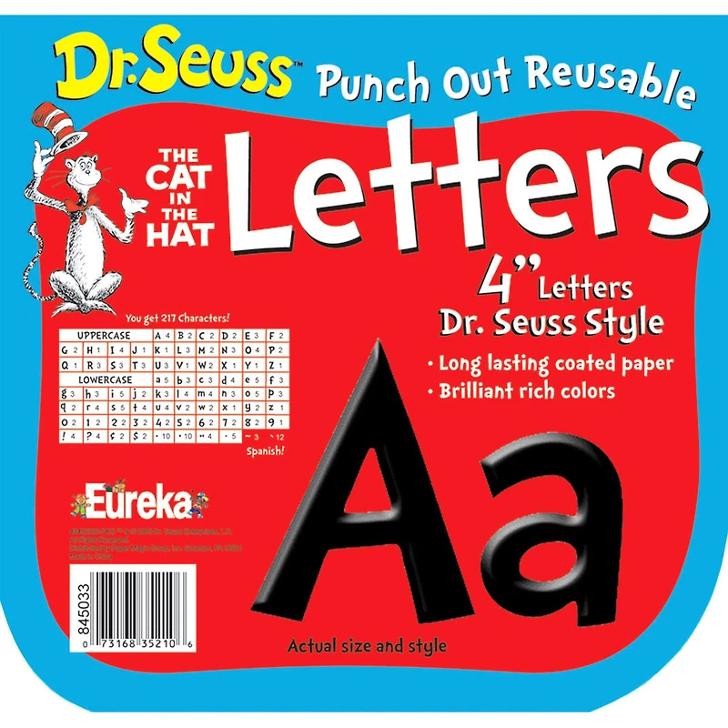Dr. Seuss™ The Cat in the Hat 4" Black Punch Out Reusable Letters