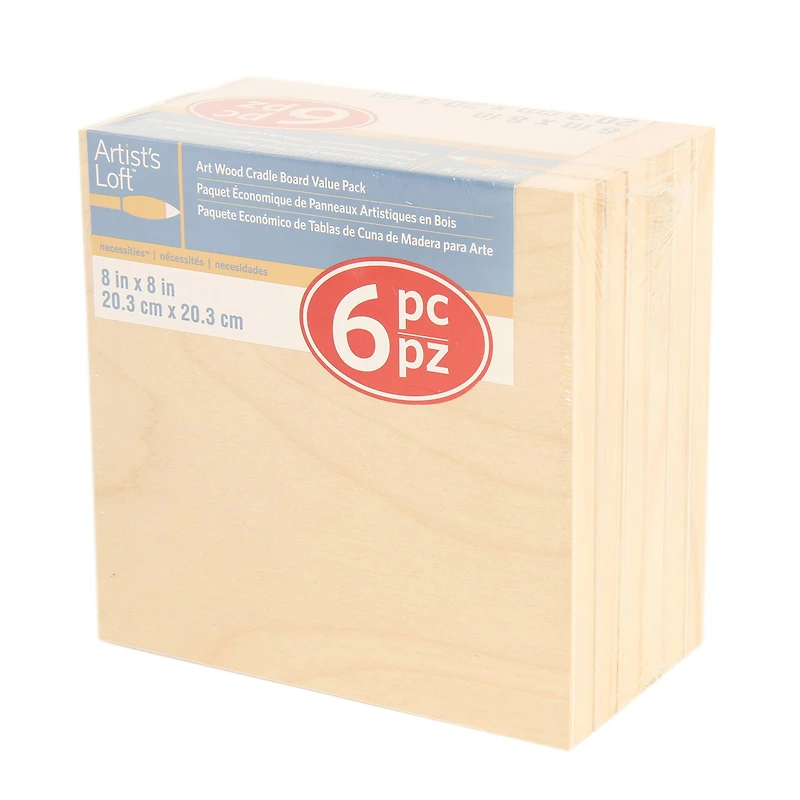 6 Packs: 6 ct. (36 total) 8" x 8" Cradled Wood Painting Panels by Artist's Loft™