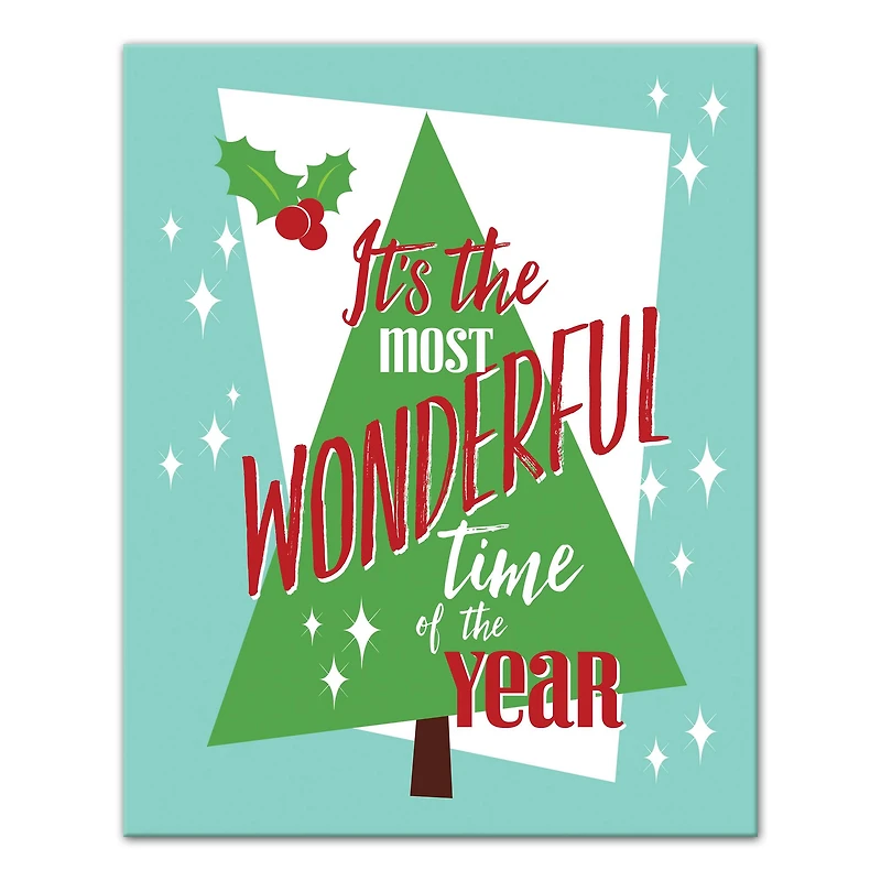 Midcentury Modern Most Wonderful Time of the Year Canvas Wall Art