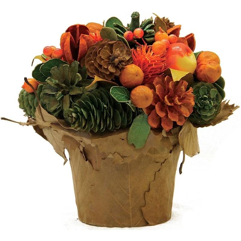 Pinecone & Berries Artificial Autumn Harvest Potted Centerpiece