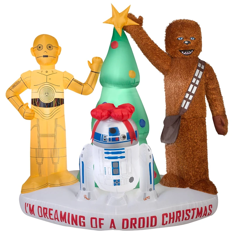 6ft. Airblown® Inflatable Christmas Star Wars Droids & Chewbacca with Tree