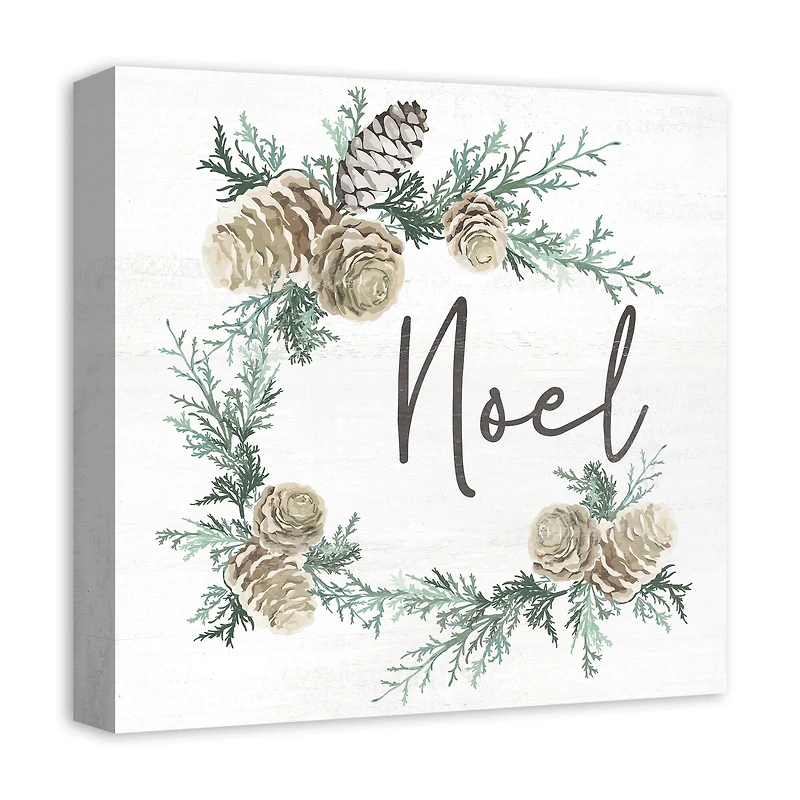 Noel Pine Cone Wreath Canvas Wall Art