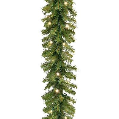 9' x 10" Pre-lit Norwood Fir Artificial Christmas Garland with 50 Battery Operated Dual LED Lights