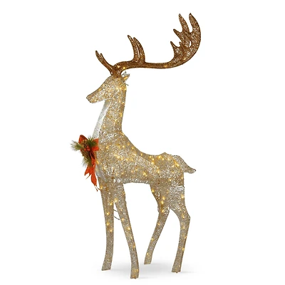 55" Crystal Champagne Standing Buck, White Twinkling LED Lights