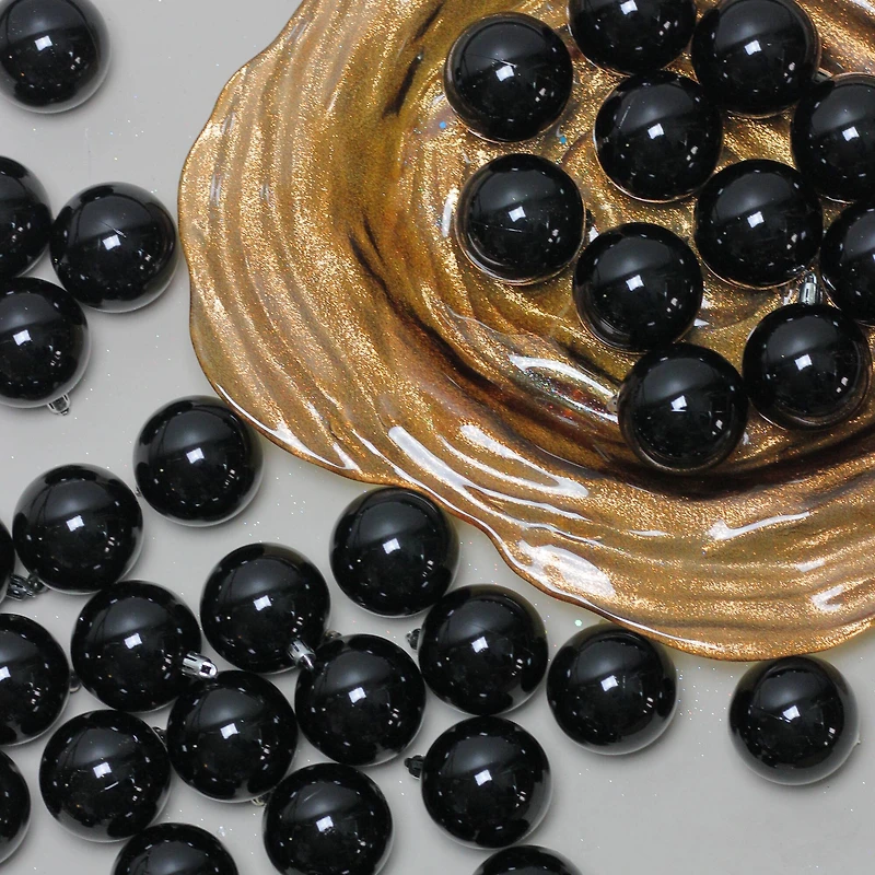 60ct Shiny Jet Black Shatterproof Ball Ornaments