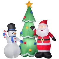 13ft. Airblown® Inflatable Santa & Snowman with Christmas Tree
