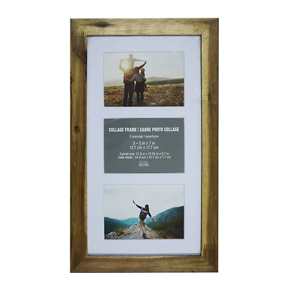 3 Opening 5" x 7" Walnut Collage Frame with Mat by Studio Décor®