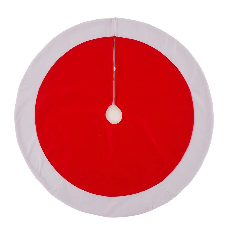 Glitzhome® 42" Red & White Christmas Felt Tree Skirt