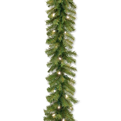 9' x 10" Pre-lit Norwood Fir Artificial Christmas Garland with 50 Concave Soft White LED Lights