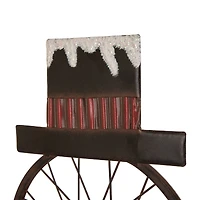 Glitzhome® 36" Metal Christmas Bike Wheel Snowman Plaid Scarf Yard Stake