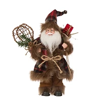Glitzhome® 12" Standing Plaid Santa Figurine Table Top Decoration
