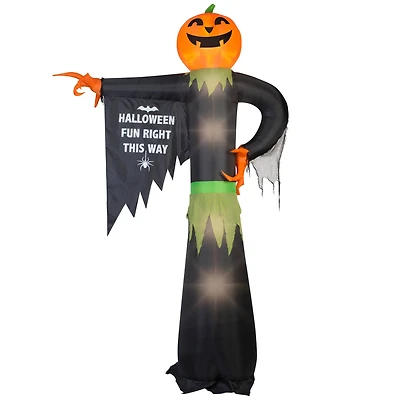 12ft. Airblown® Inflatable Halloween Giant Pointing Pumpkin with Halloween Sign