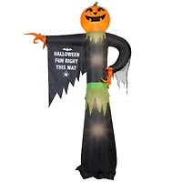 12ft. Airblown® Inflatable Halloween Giant Pointing Pumpkin with Halloween Sign