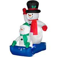 4ft. Airblown® Inflatable Christmas Father & Child Snowman Scene