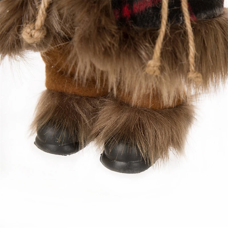 Glitzhome® 12" Standing Plaid Santa Figurine Table Top Decoration