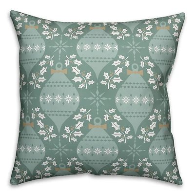Green Christmas Ornaments Throw Pillow